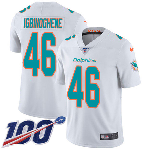 Nike Miami Dolphins #46 Noah Igbinoghene White Youth Stitched NFL 100th Season Vapor Untouchable Limited Jersey